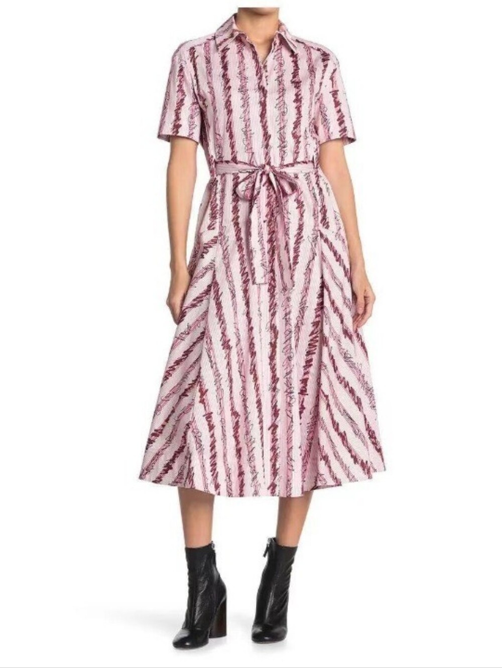 Burberry Scribble Stripe Cotton Shirt Dress